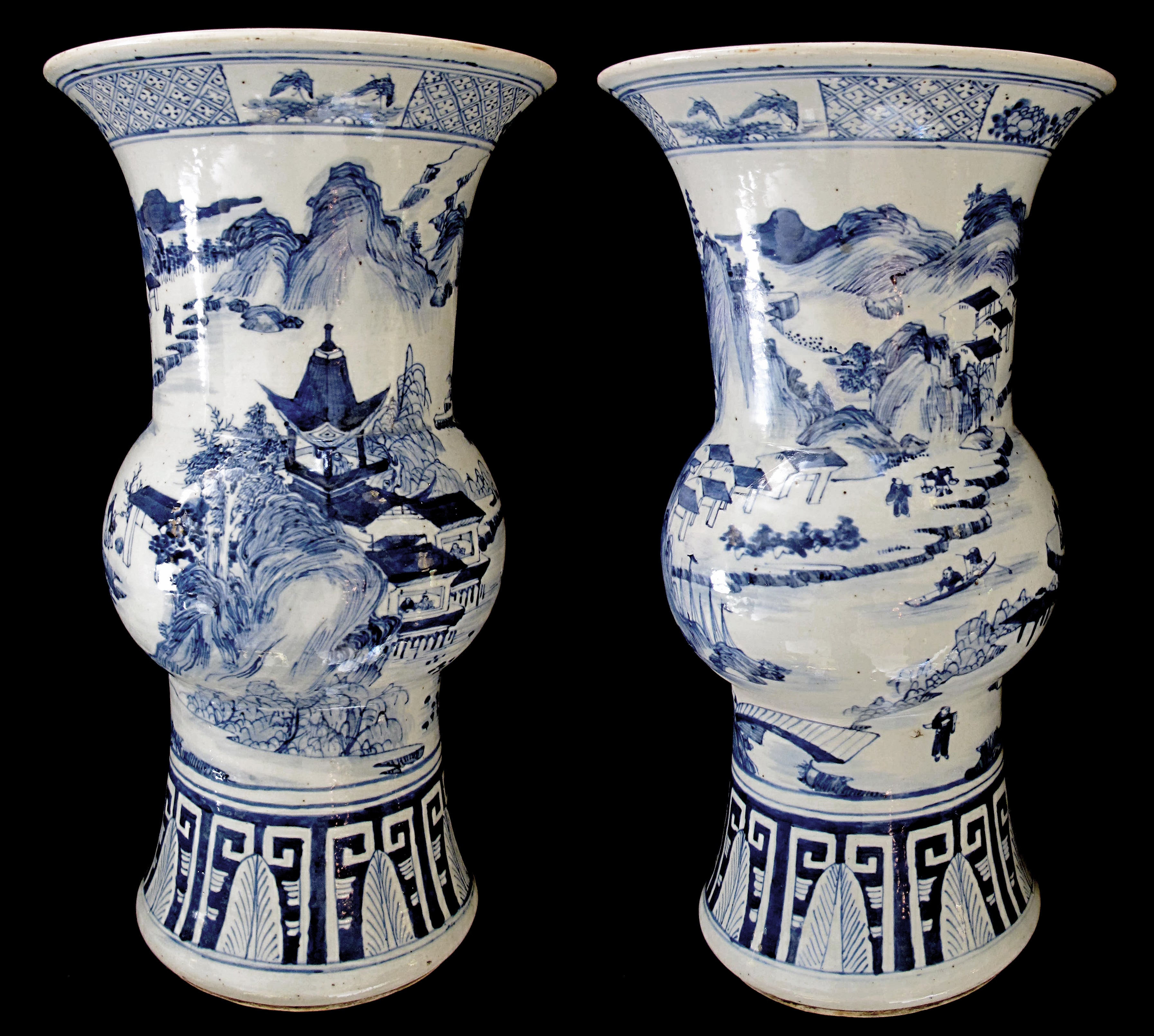 A LargeScaled and Finely Decorated Pair of Chinese Blue and White