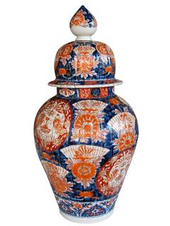 Grand pot à gingembre couvert en porcelaine Imari du Japon