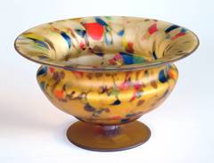 A Colorful English 1960's End-of-Day Glass Compote