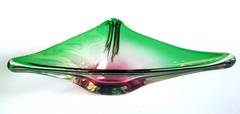 A Stunning Murano 1950's Alexandrite Art Glass Triangular-Form Bowl