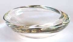 A Thickly Modeled Murano 1950's Clear Bowl; Acid Etched Signature 'Barbini"