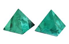 A Vibrant Pair of French Malachite-Veneered Pyramids