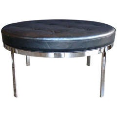 A Generous and Stylish Circular Chrome and Leather Bench by Milo Baughman