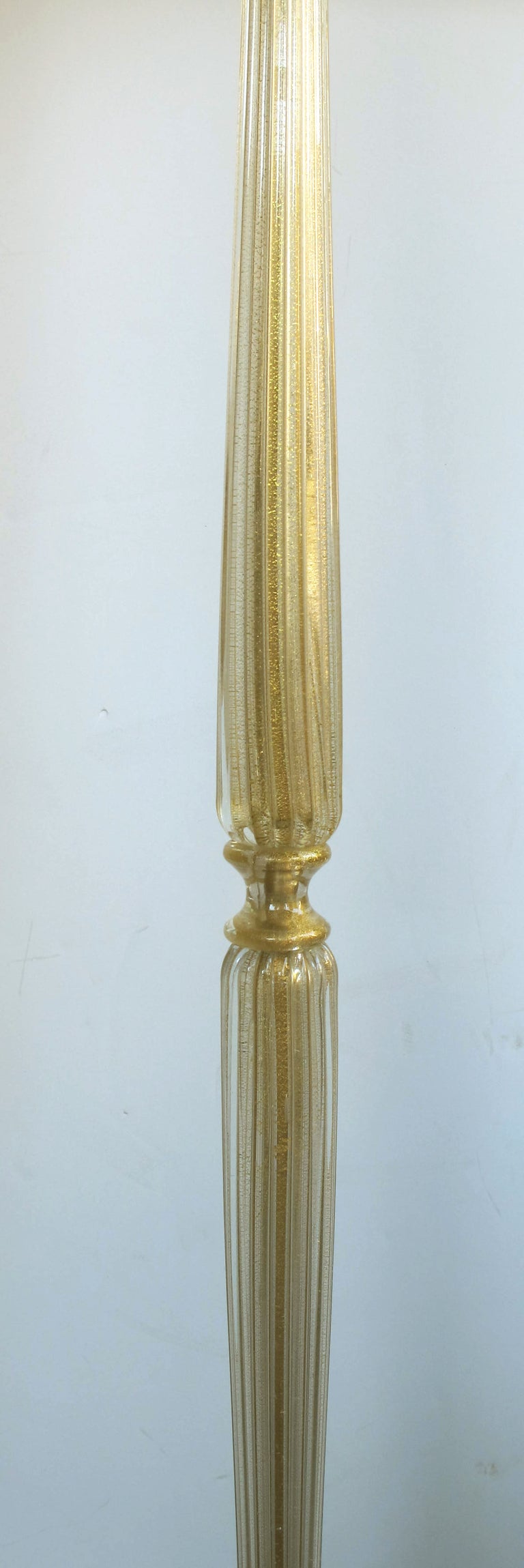 A Murano Gold Aventurine Art Glass Floor Lamp; by Marbro Lamp Co, Los Angeles 1