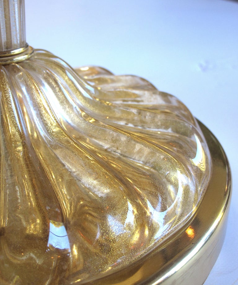 Italian A Murano Gold Aventurine Art Glass Floor Lamp; by Marbro Lamp Co, Los Angeles