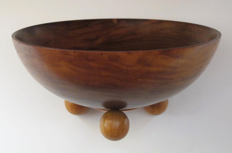 Richly-Patinated English Rosewood Treenware Bowl with Inlaid Star Motif 1