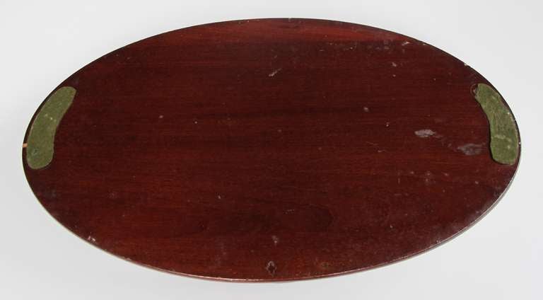 A Handsome English Edwardian Inlaid Mahogany Oval Serving Tray with Shell Motif