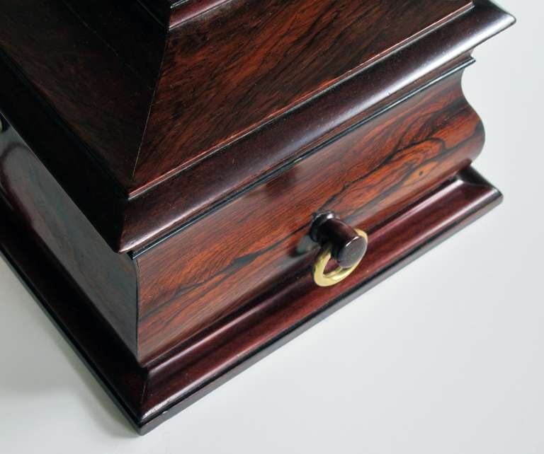 A Handsome and Well-Made English Regency Rosewood Bombe-Form Jewelry Box 1