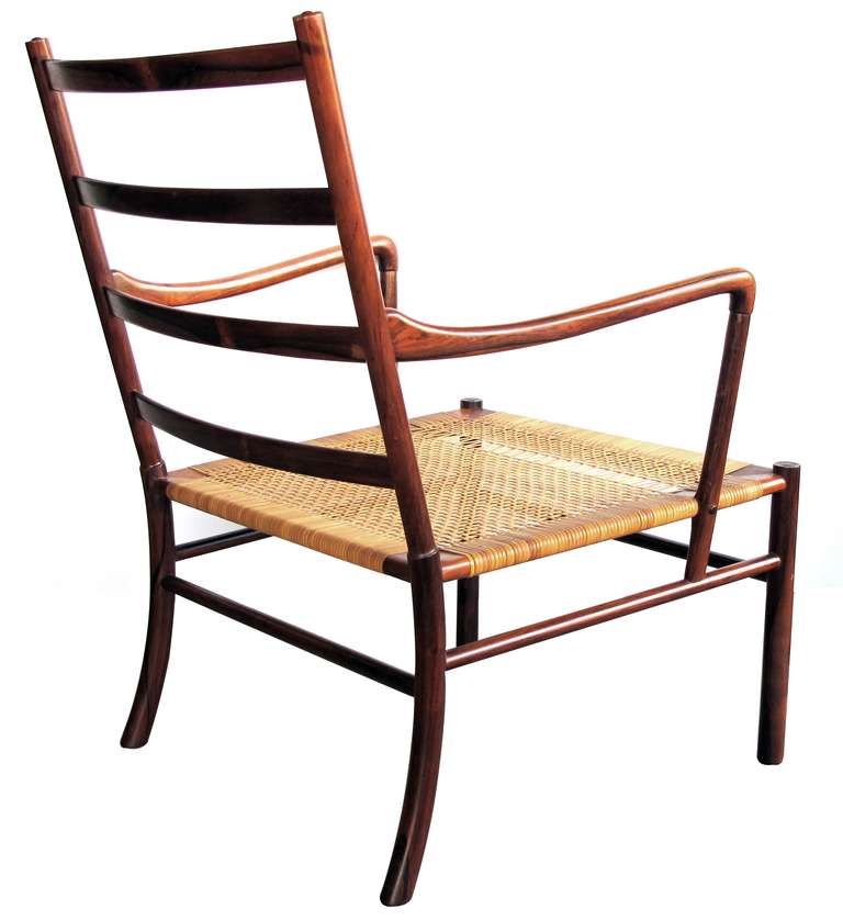 An Exceptional Pair of Danish 1950's Rosewood 'Colonial' Chairs; Designed by Ole Wanscher for P. Jeppesen, 1949 In Excellent Condition In San Francisco, CA
