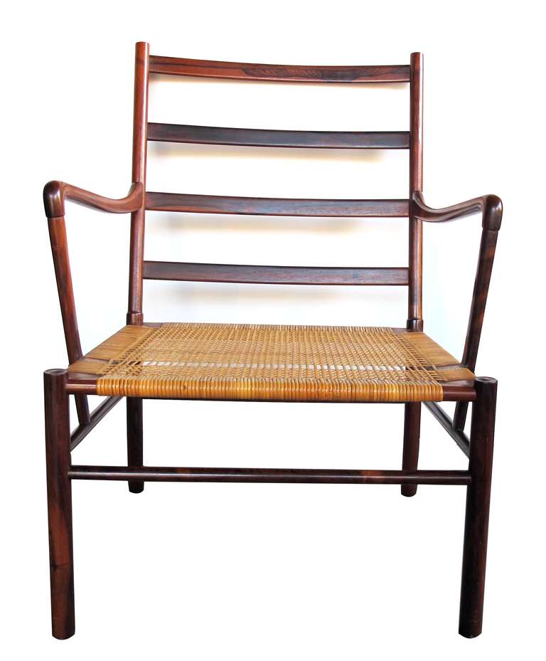Mid-20th Century An Exceptional Pair of Danish 1950's Rosewood 'Colonial' Chairs; Designed by Ole Wanscher for P. Jeppesen, 1949