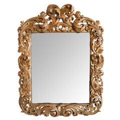 Antique A Good Quality Carved Italian Baroque Giltwood Mirror w/Floral & Foliate Design