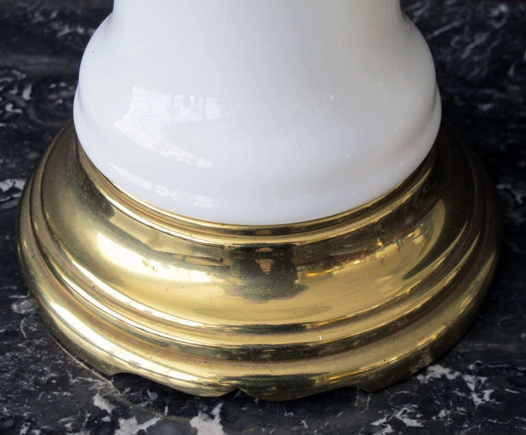 An Elegant Pair of French 1960's White Opaline Baluster-Form Glass Lamps