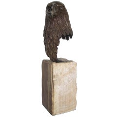 Well-Executed American Bronze Head of an Eagle, Signed 'Charles Beecham'