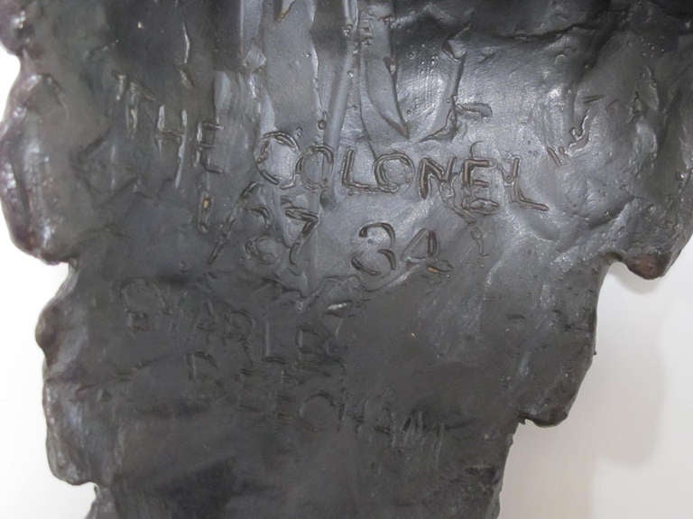 Well-Executed American Bronze Head of an Eagle, Signed 'Charles Beecham'