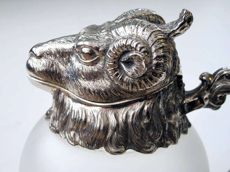 A Well-Executed French 1960's Frosted Glass and Silver-Plated Claret Pitcher 3