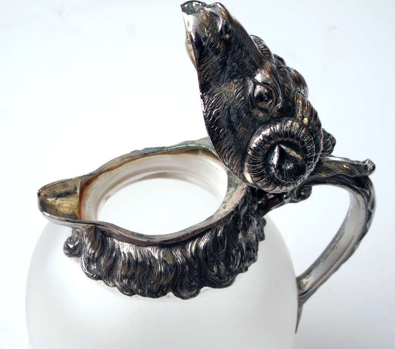 A Well-Executed French 1960's Frosted Glass and Silver-Plated Claret Pitcher 1