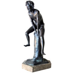 An Italian Grand Tour Bronze Figure of a Young Male Athlete; Signed 'Gerente'