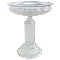 A Good English Georgian Style Etched Glass Compote on Pedestal Attributed to Stuart Glass Company, England