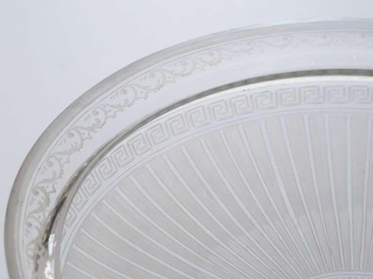 20th Century A Good English Georgian Style Etched Glass Compote on Pedestal Attributed to Stuart Glass Company, England