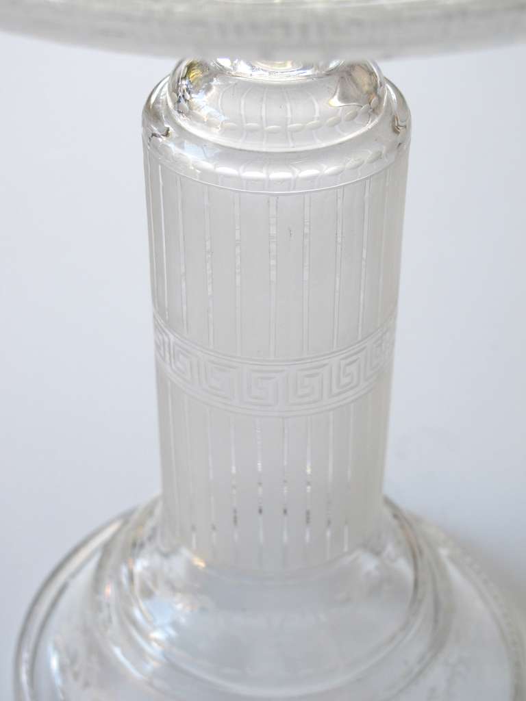 A Good English Georgian Style Etched Glass Compote on Pedestal Attributed to Stuart Glass Company, England 2