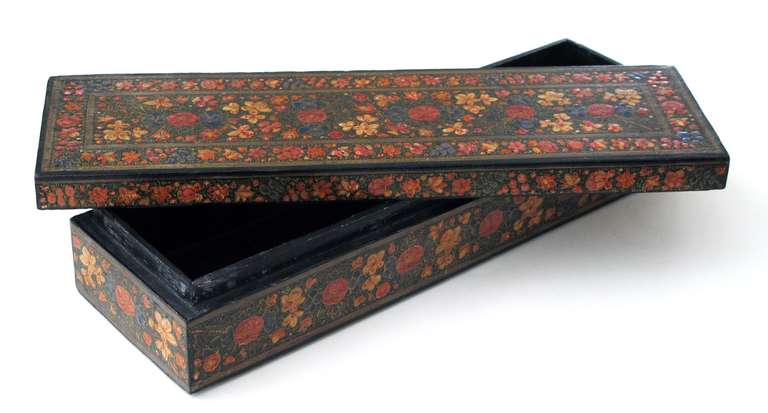 Indian Intricately Decorated Kashmiri Rectangular Lacquered Box