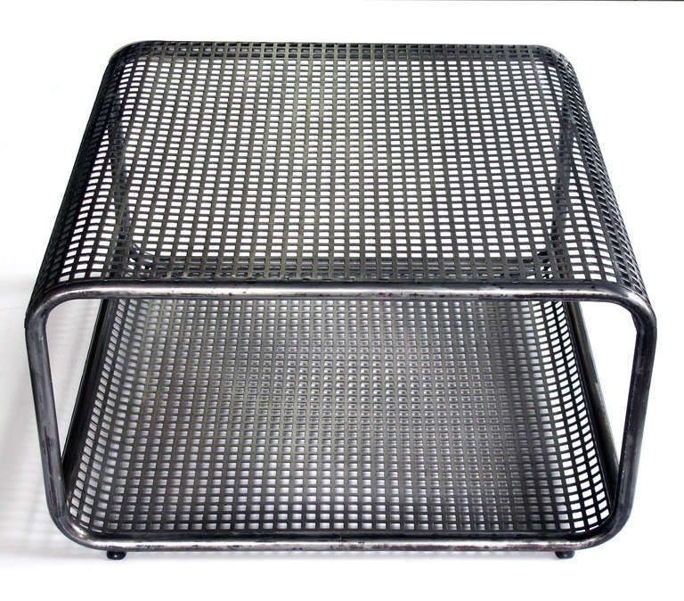 A Unique French 1960's Industrial Steel Mesh Table or Bench 1