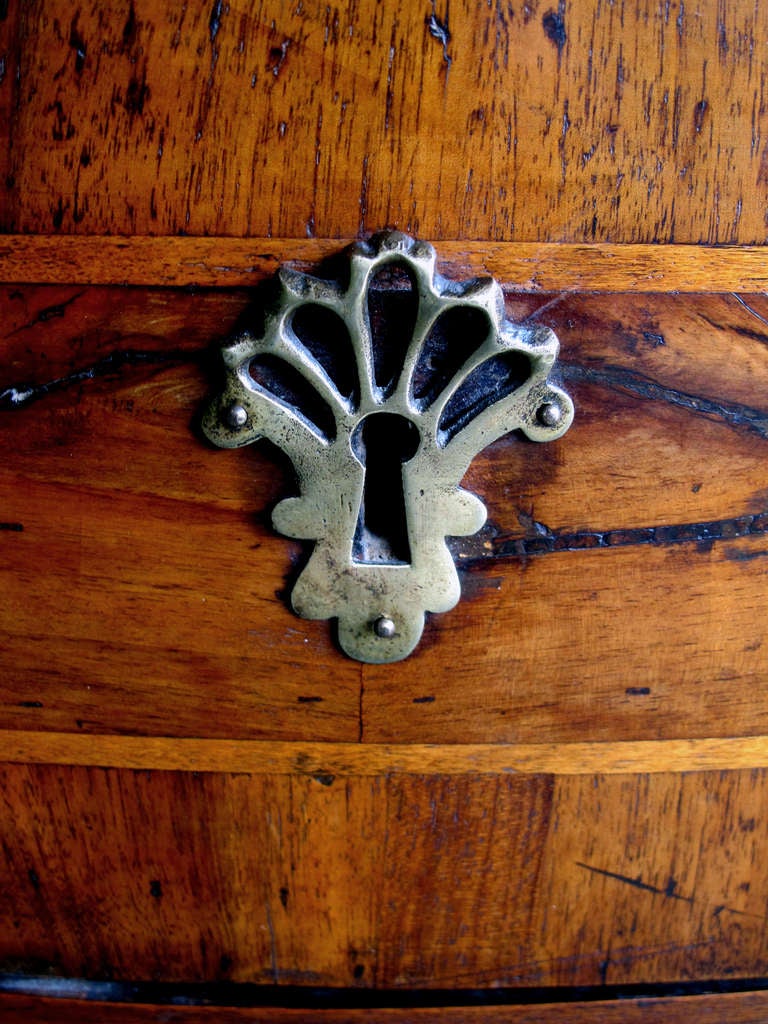 A Handsome Italian Provincial Rococo Walnut Inlaid 2-Drawer Serpentine Chest