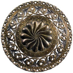 A Massive Italian 1960's Reticulated Hand-Hammered Brass Charger; Stamped