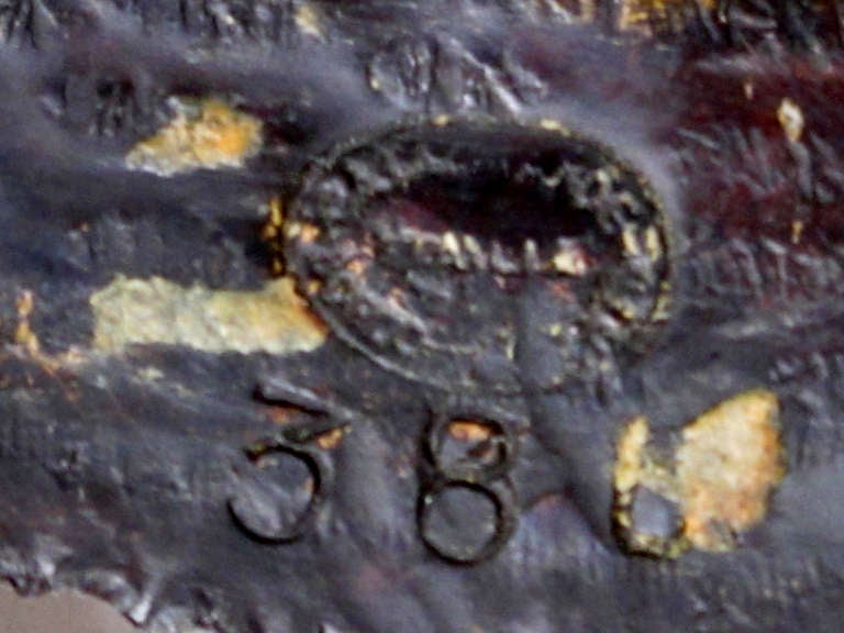 Mid-20th Century A Massive Italian 1960's Reticulated Hand-Hammered Brass Charger; Stamped