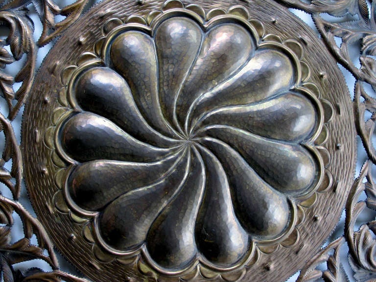 A Massive Italian 1960's Reticulated Hand-Hammered Brass Charger; Stamped In Good Condition In San Francisco, CA