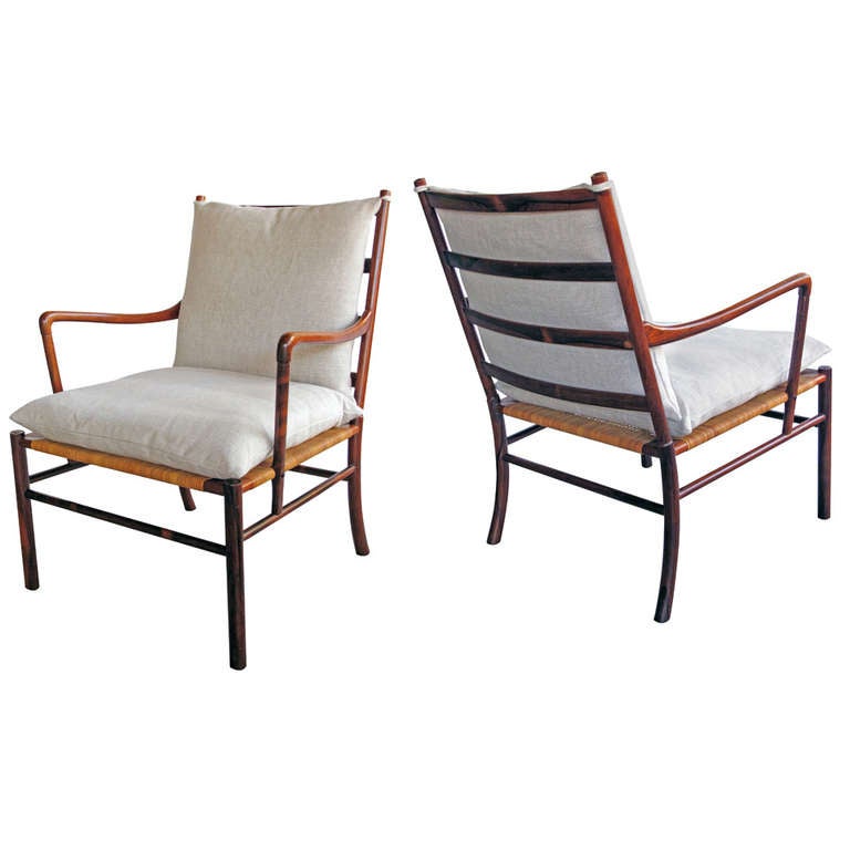 An Exceptional Pair of Danish 1950's Rosewood 'Colonial' Chairs; Designed by Ole Wanscher for P. Jeppesen, 1949