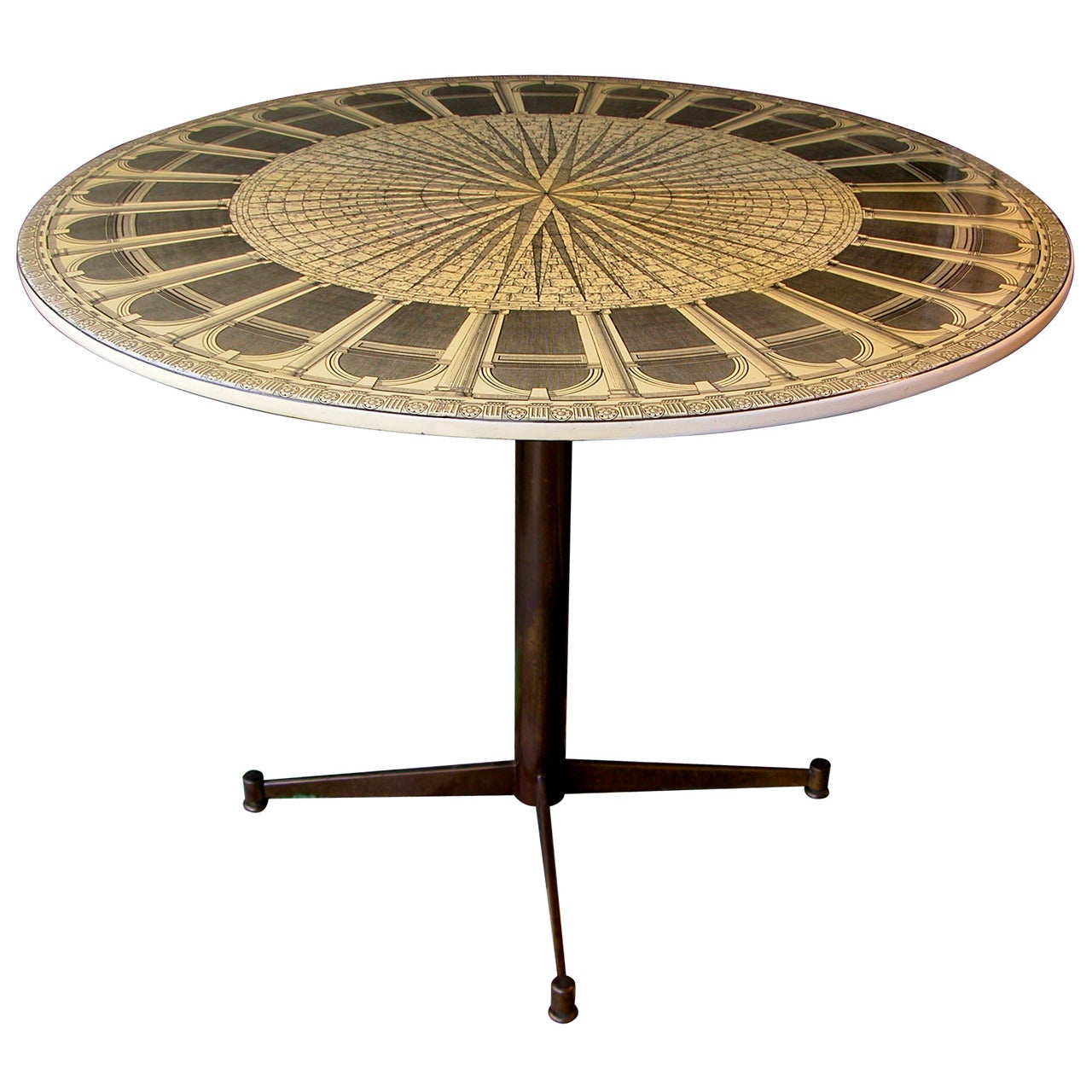 Fine Italian Mid-Century Circular Center Table by Piero Fornasetti