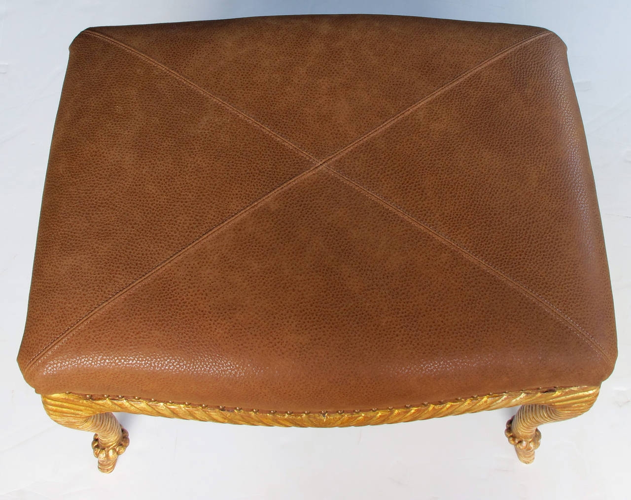Pair of Napoleon III Style Serpentine-Form Giltwood Rope Twist Benches