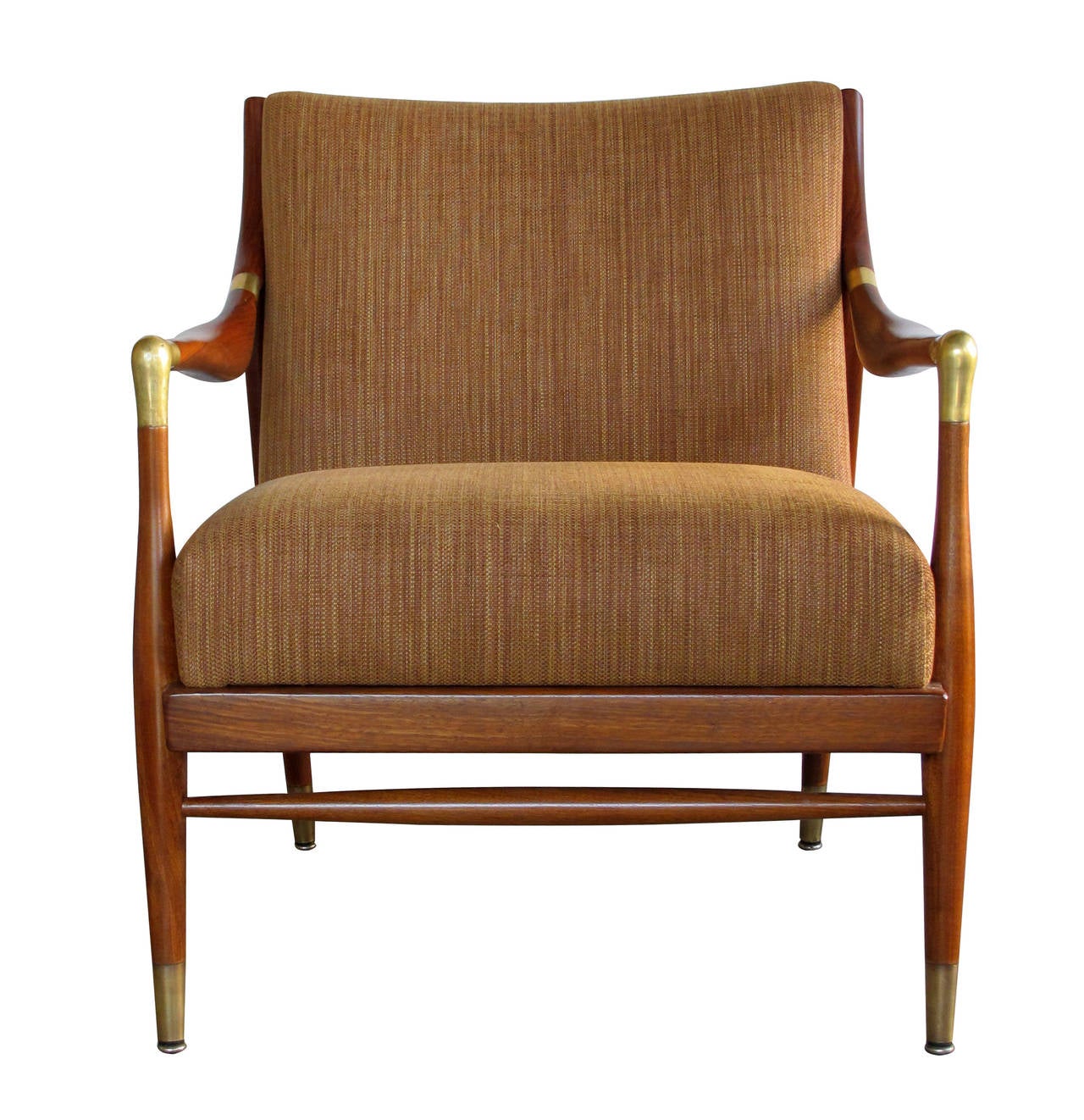 Pair of Danish Modern 1960s Brass Accented Lounge Chairs; Ib Kofod-Larsen In Excellent Condition In San Francisco, CA