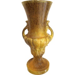A Large American Baluster Form Yellow & Green Glazed Ceramic Urn by Haeger