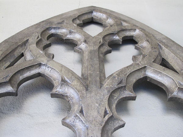 A Grand-Scaled Pair of American Gray Painted Neogothic  Window Frames 2