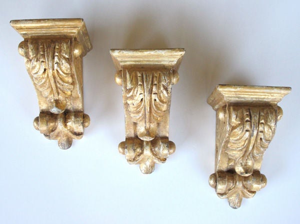 Well-Carved Pair of American Classical Revival Giltwood Corbels 2