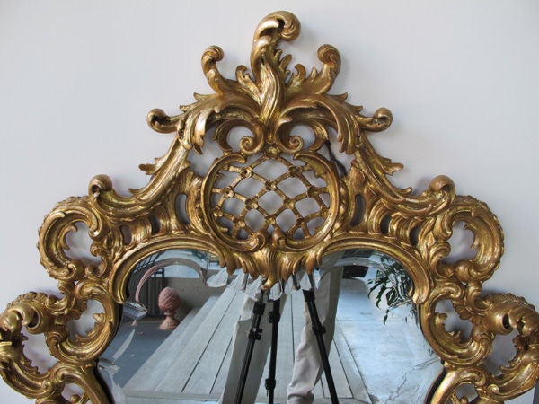 Finely Carved French Napoleon III Cartouche-Shaped Mirror 1