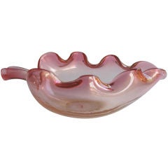 A Shapely Venetian Mid-Century Rose-Colored Leaf-Form Bowl