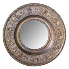 A Charming Continental Gilt-Bronze Circular Convex Mirror