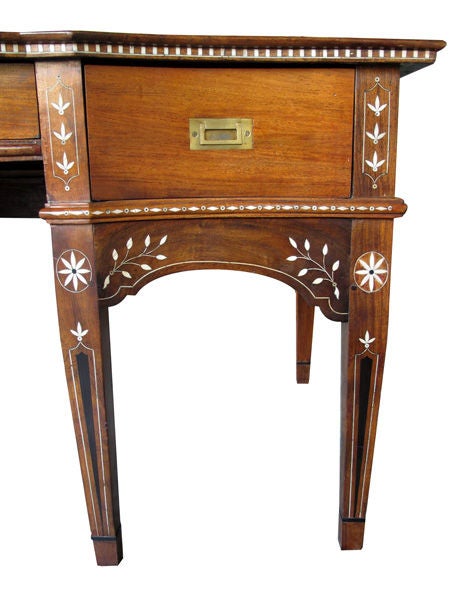 Rare & Large-Scaled Anglo-Indian Mahogany Writing Desk w/Inlay 1