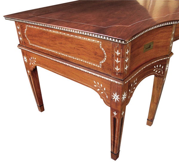 Rare & Large-Scaled Anglo-Indian Mahogany Writing Desk w/Inlay 3