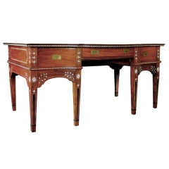 Rare & Large-Scaled Anglo-Indian Mahogany Writing Desk w/Inlay