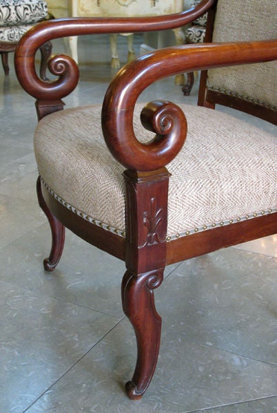 19th Century A Handsome French Restauration Mahogany Armchair