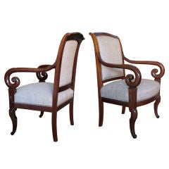 A Handsome Pair of French Restoration Mahogany Armchairs 10
