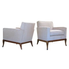 Vintage A Stylish Paif of American Mid-Century Upholstered and Fruitwood Club Chairs y Robsjohn Gibbings for Widdicomb