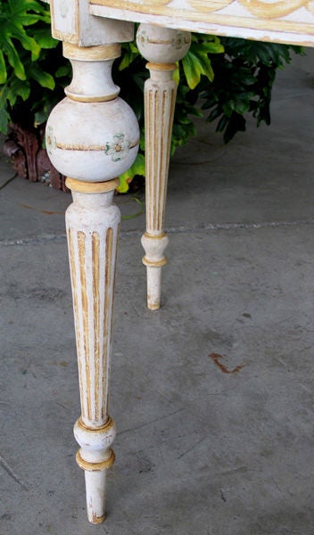 Pair of Danish Neoclassical Ivory Painted Demi-Lunes with Ochre Highlights In Excellent Condition In San Francisco, CA