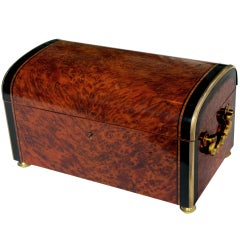 A Richly-Patinated French Napoleon III Burl Walnut Domed Box w/Ebony Inlay