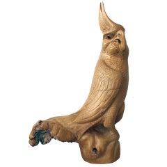 A Large and Striking Balinese Wood-Blossom Carving of a Cockatoo