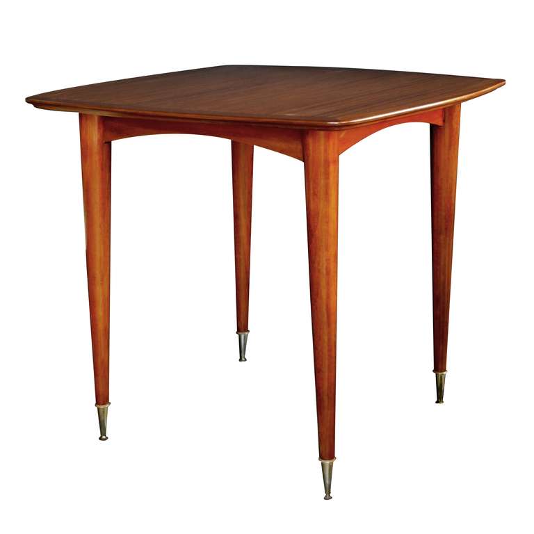 Mid-Century Modern A Stylish French Modernist 1950's Mahogany Game Table With Four Matching Chairs